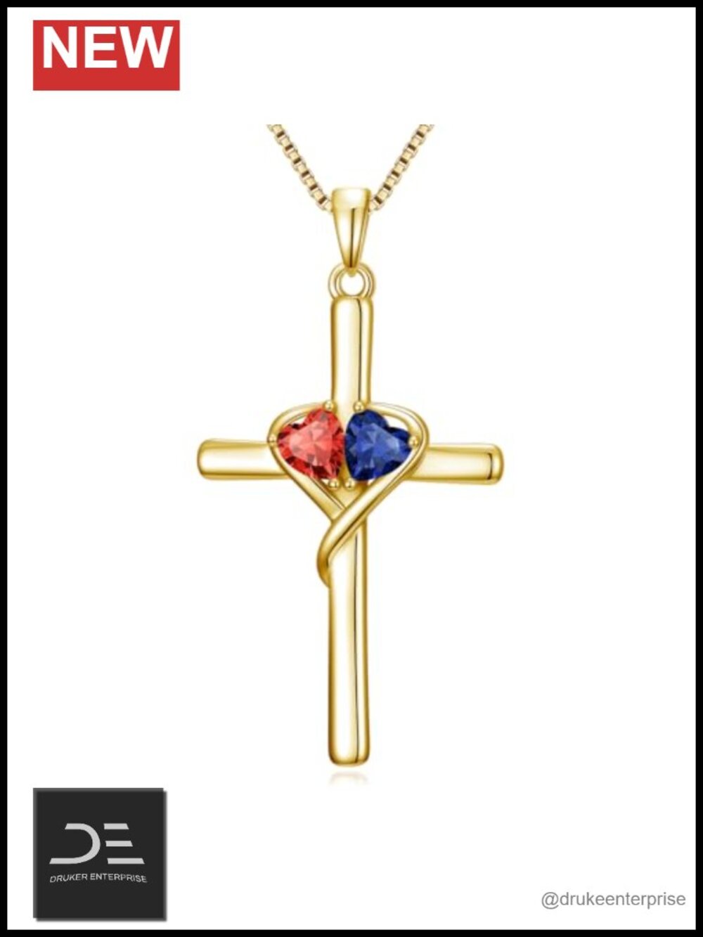 Gold Plated Infinity Cross Necklace with Birthstones for Women 18-20"